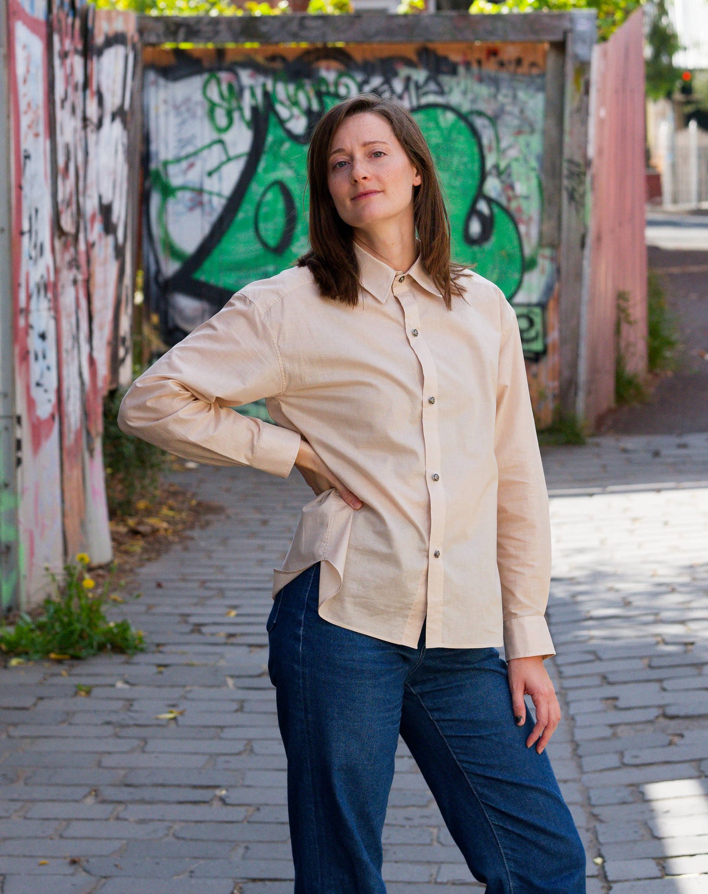 Champagne Long Sleeved Button Down