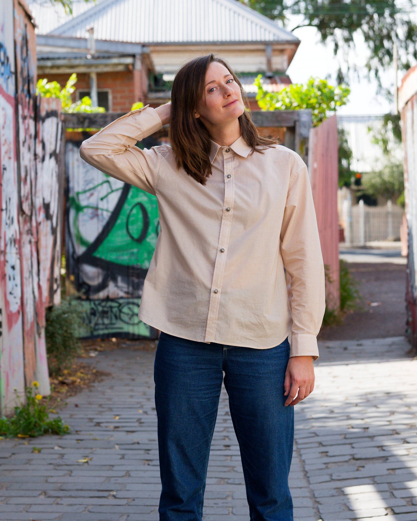 Champagne Long Sleeved Button Down