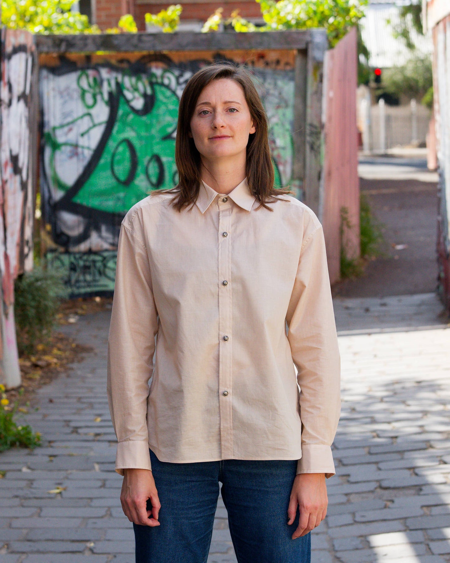 Champagne Long Sleeved Button Down