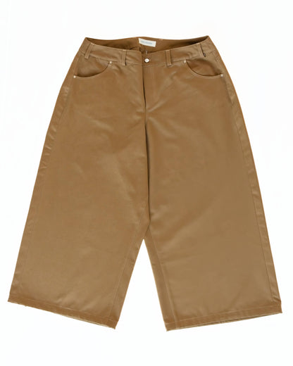 Wide-leg khaki brown jeans on a white background