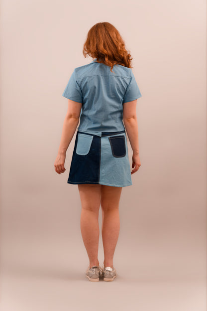 Chambray Short Sleeve Blouse