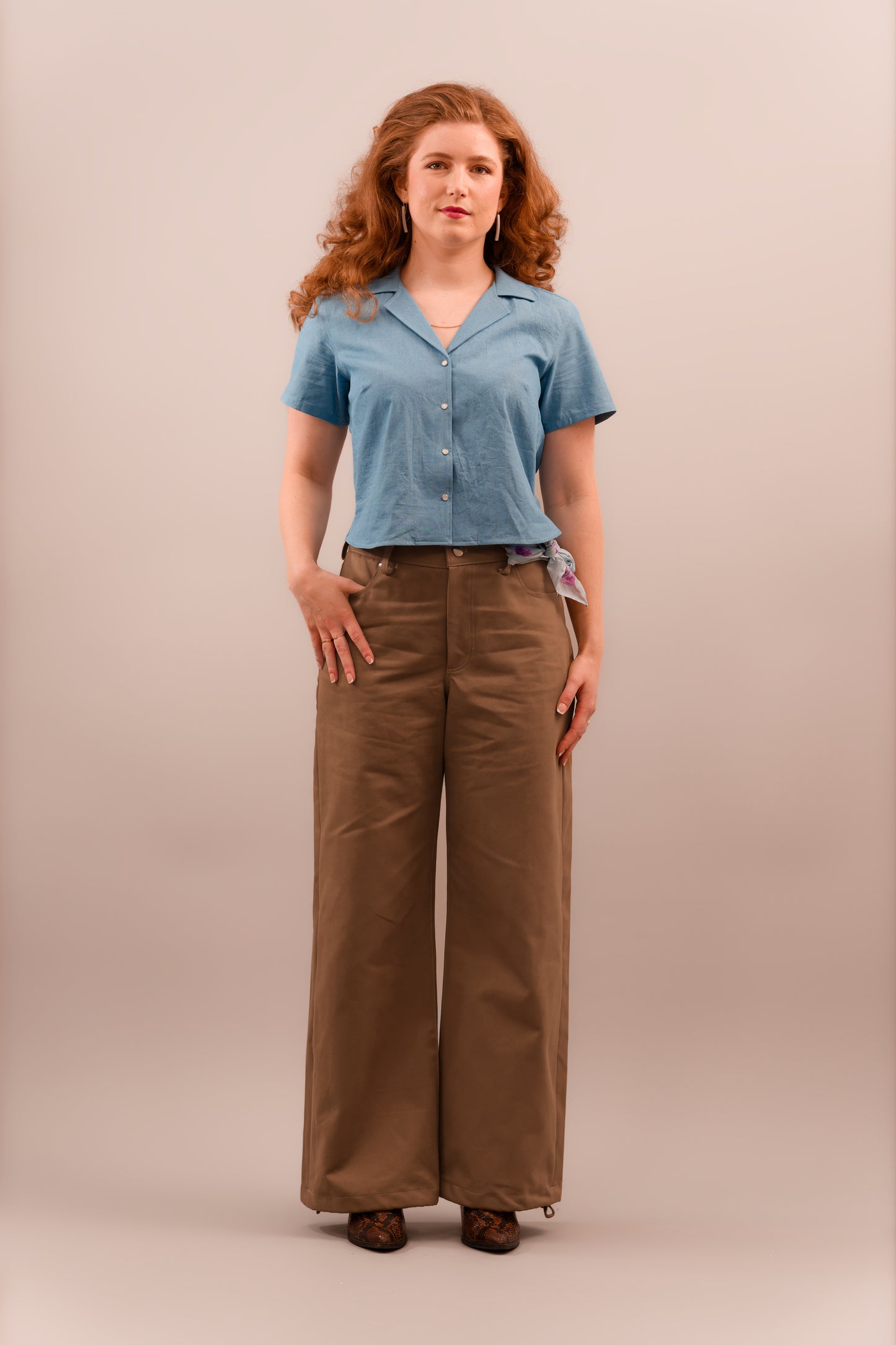 Chambray Short Sleeve Blouse