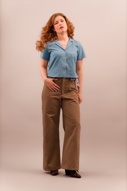 Chambray Short Sleeve Blouse